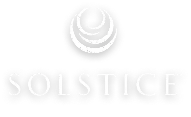 Solstice logo with circular design above text.