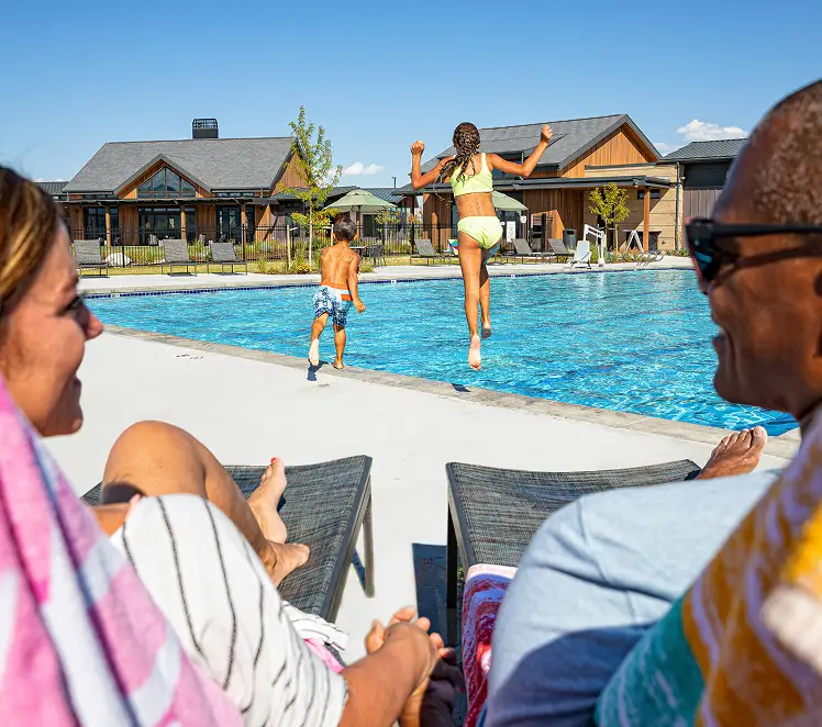 A family at Pool