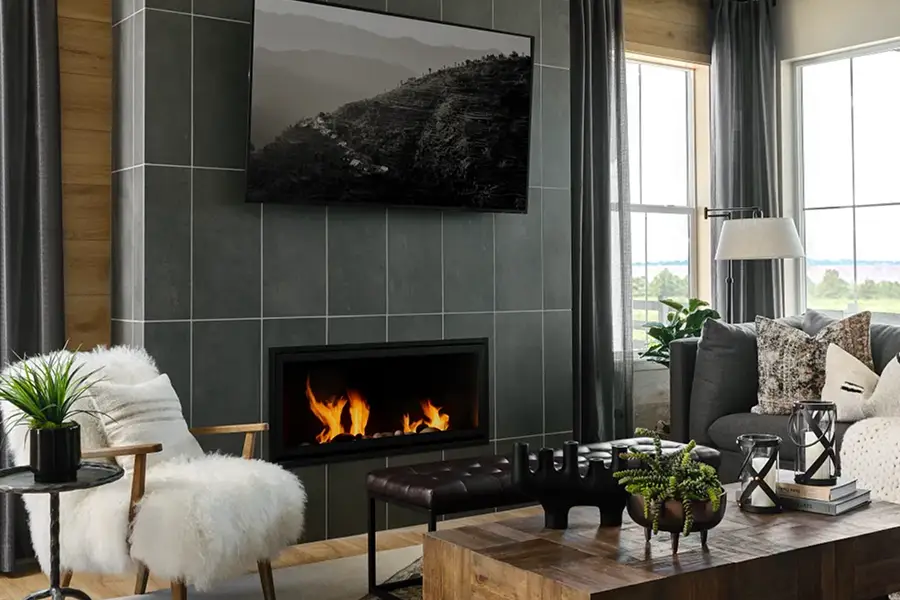 Living room with fireplace