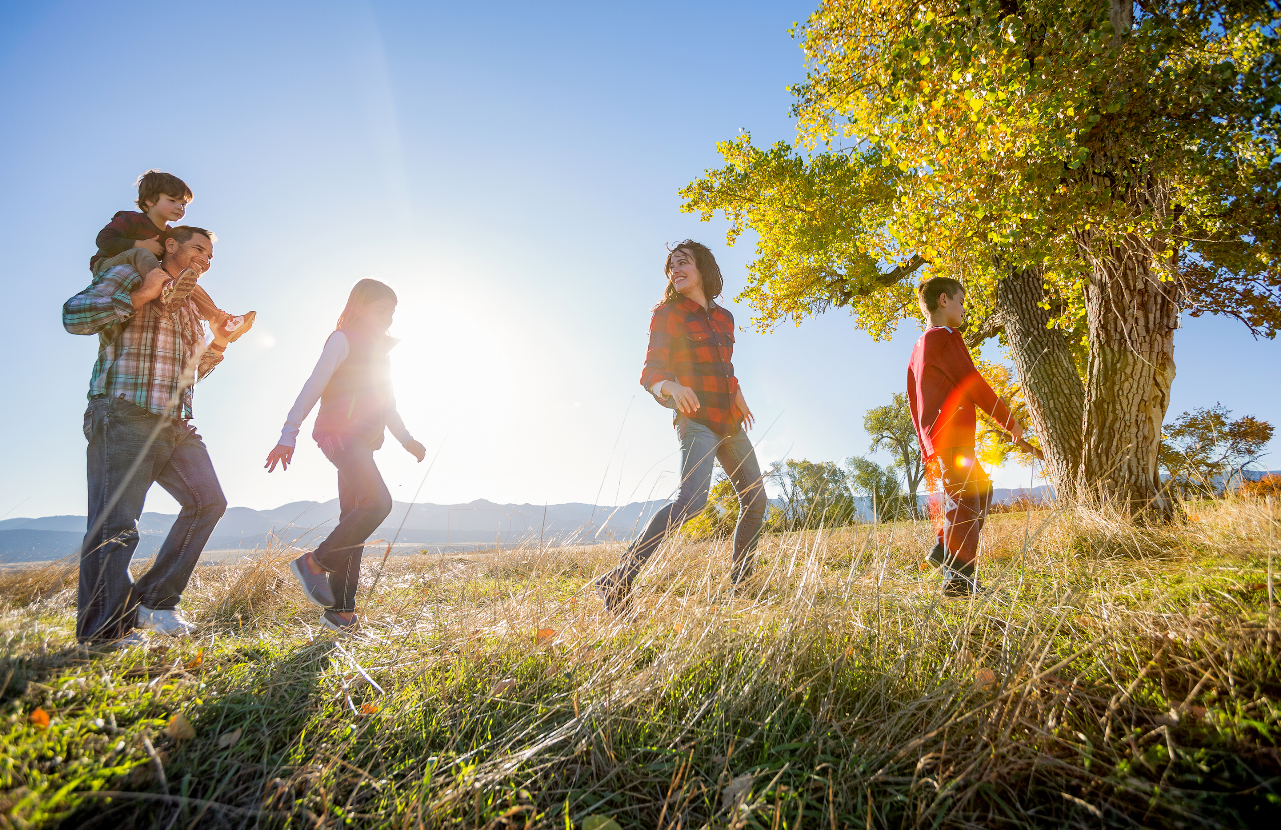 Family walking outside